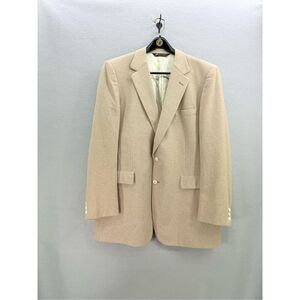 Vintage LeBow Clothes Mens Beige Cashmere Blazer Sport Coat Jacket Size 46L